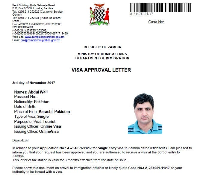 zambia visa